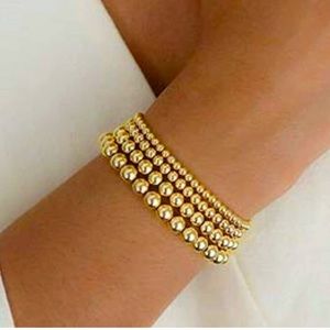 14K Gold Plated Beaded Ball Bracelet - Set of 4